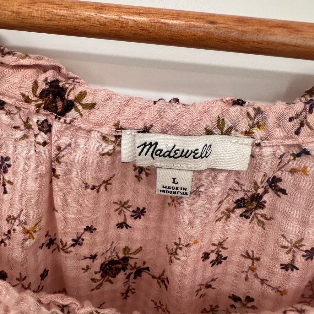 Madewell Sophia Long Sleeve Blouse Top in Pink Bouquet Floral NE183 // L - Picture 6 of 13